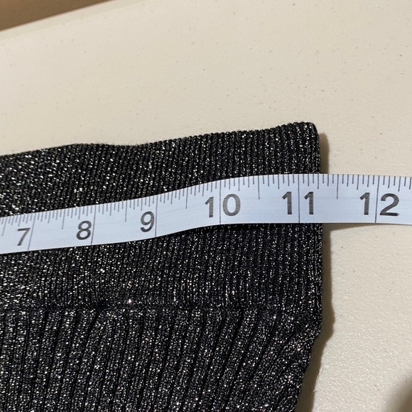 Club Monaco Metallic Ribbed Pencil Skirt Size XXS Black with Silver Sparkly NWT - Picture 3 of 10